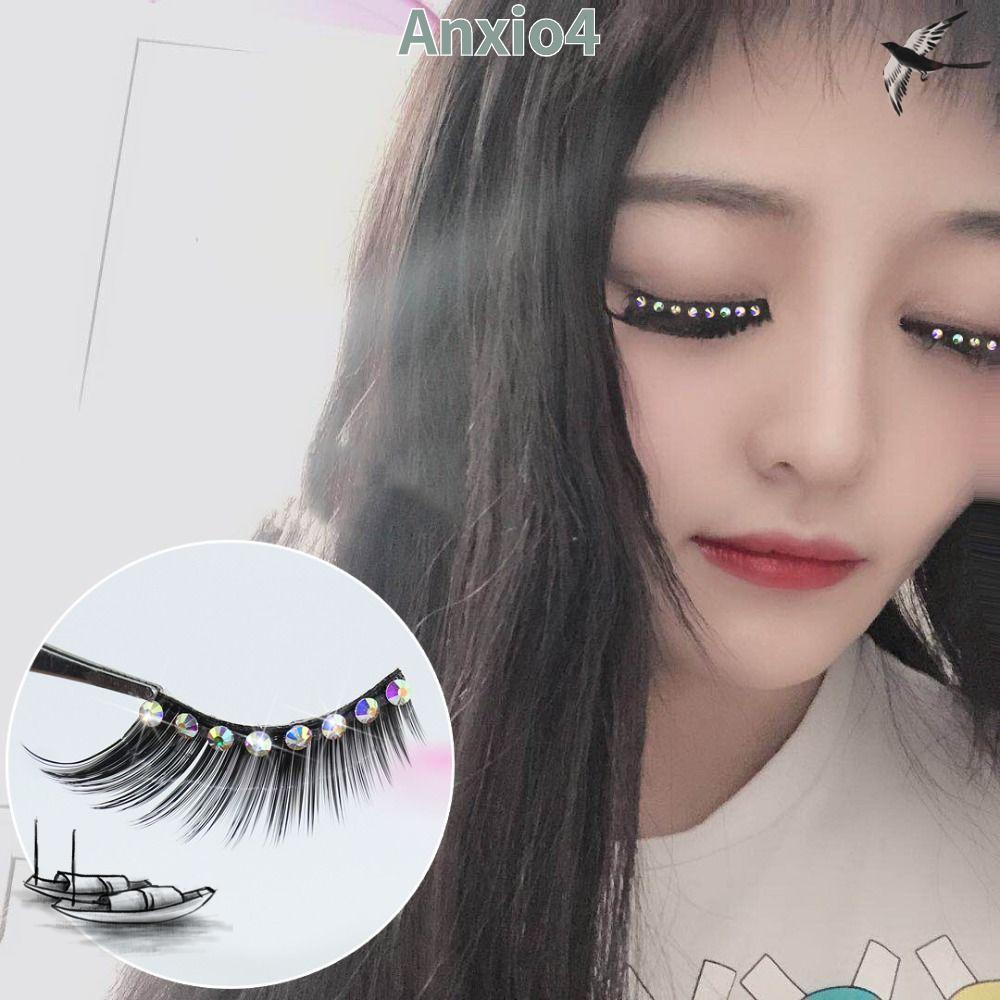 ANXIO4 ขนตาปลอม Handmade Glitter fiber Eye Extension Shiny Spiry Cat Eye