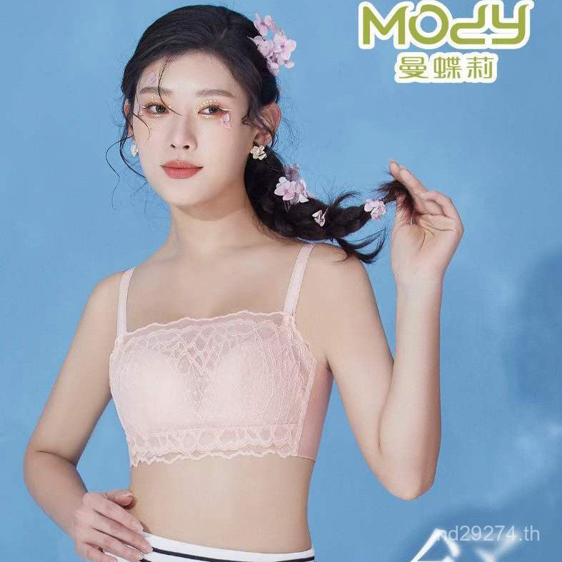 Gathering Tube Top ชุดชั้นใน B ถ้วย Q สบายหนาปานกลาง Mandeli ขนาดเล็กไม่มีแหวนเหล็กชุดชั้นในผ้าฝ้ายย