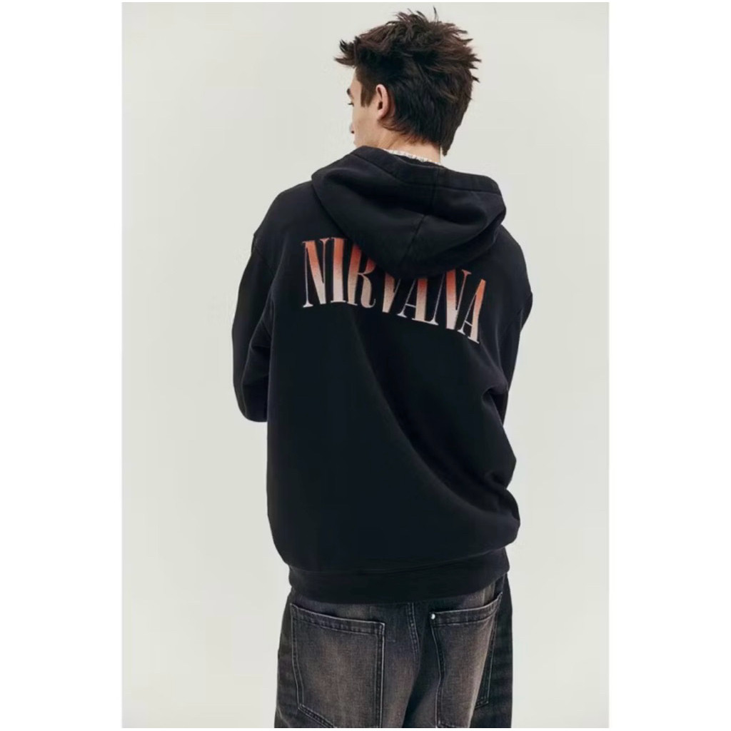 เสื้อฮู้ด  เสื้อฮู้ดดีไซน์หลวม (Loose Fit Hoodie) ผู้ชาย (Nirvana) M-3XL