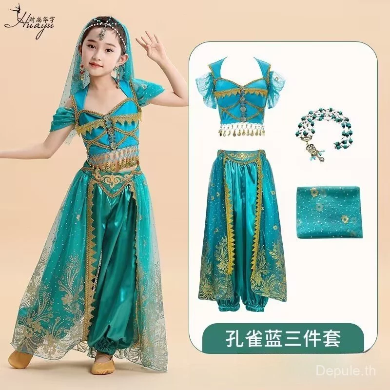 Lehenga เด็กเครื่องแต่งกายอินเดียเด็ก devavali เสื้อผ้าเด็กจัสมินเจ้าหญิงชาติพันธุ์เครื่องแต่งกายสาวอินเดียเต้นรําประสิทธิภาพชุดแบบดั้งเดิมเต้นรําเสื้อผ้า thumbnail 9