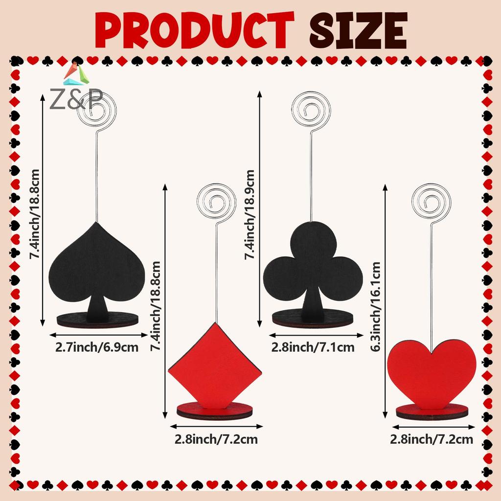 Z&P 12 ชิ้น Casino Party Table Number Holders Poker Shaped Card Holder Casino Place Card Holders Wir