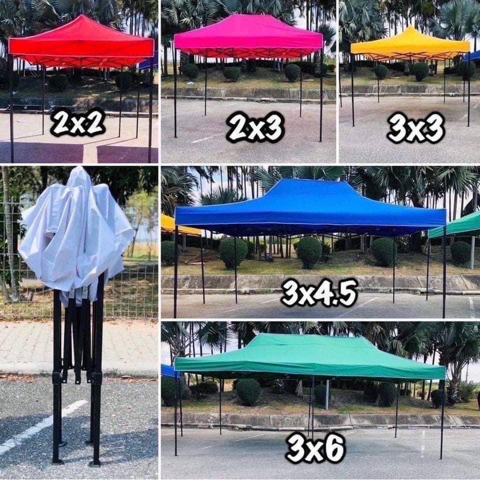 เต็นท์พับ แข็งแรง โครงสีดำ ทนฝน กันแดด มี3ขนาด 2x2m 2x3m และ 3x3m กางออกง่าย ใช้งานง่าย พกพาสะดวก ราคาส่งโณงงานส่งเองนะ