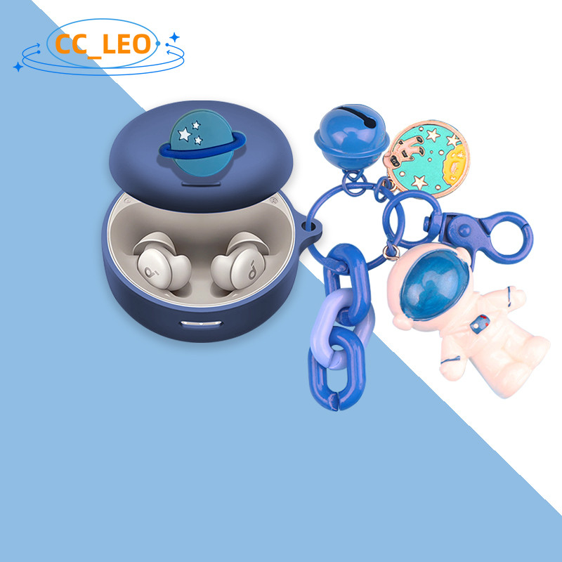 Case for Anker Soundcore Sleep A30 Silicone Soft Case Cute Astronaut Cartoon Bulldog Keychain Pendan