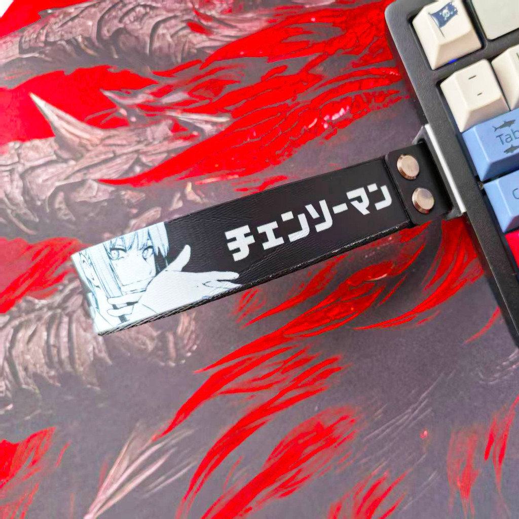 Custom PU ไนลอน Makima อะนิเมะสําหรับคีย์บอร์ดตกแต่งริบบิ้นสําหรับ Wooting 60HE & ATK68