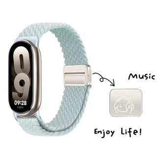 สายรัดไนลอนแบบปรับได้สําหรับ Xiaomi Mi Band 10/9 ตะขอแม่เหล็กสร้อยข้อมืออุปกรณ์เสริมสําหรับ Xiaomi Mi Band 8/mi 9/10 เข็มขัดสมาร์ทวอทช์