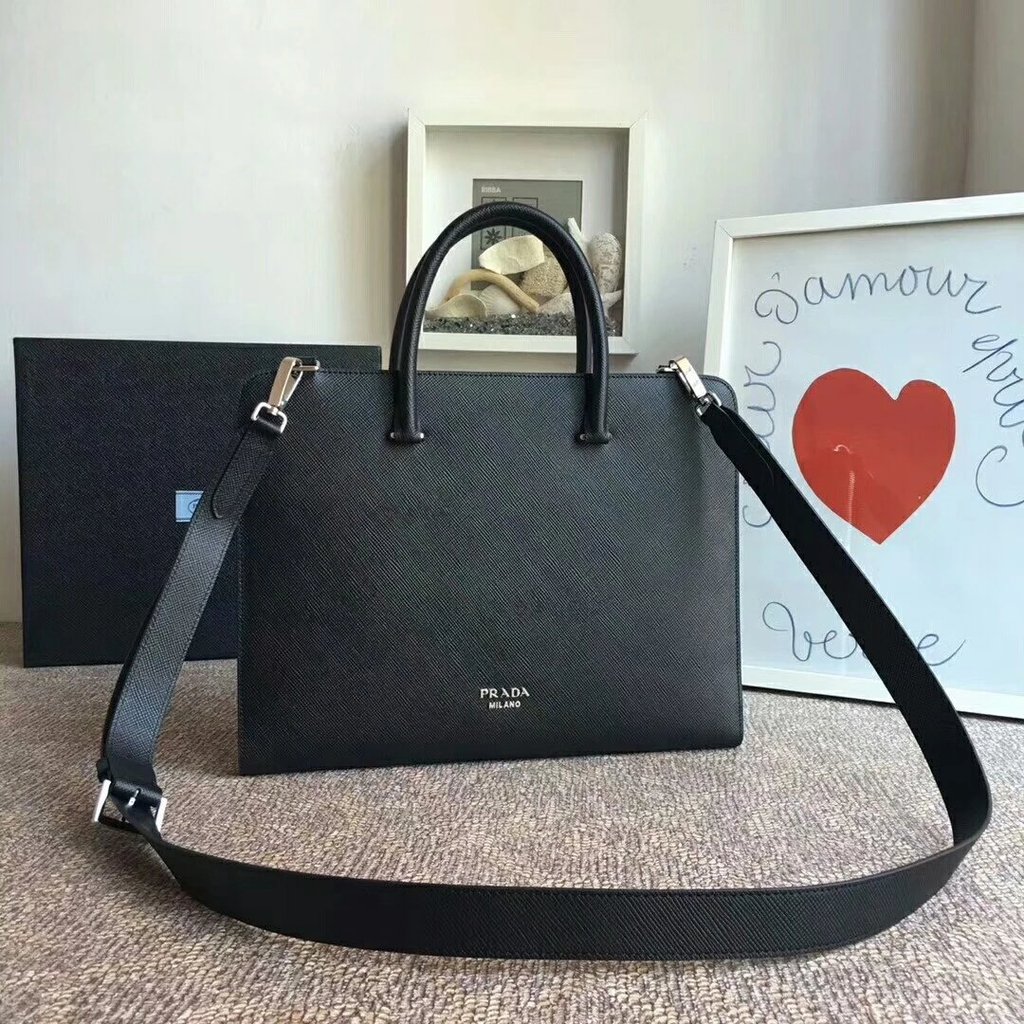 PRADA PRADA กระเป๋าถือกระเป๋าเอกสารผู้ชายสไตล์ใหม่