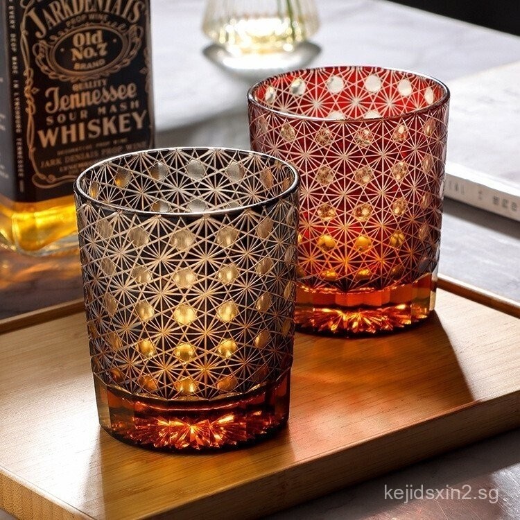 Pure Handmade Deeply Engraved Edo Kiriko Glass Crystal Cup Gift Highend Wine Glass Home Use Advanced