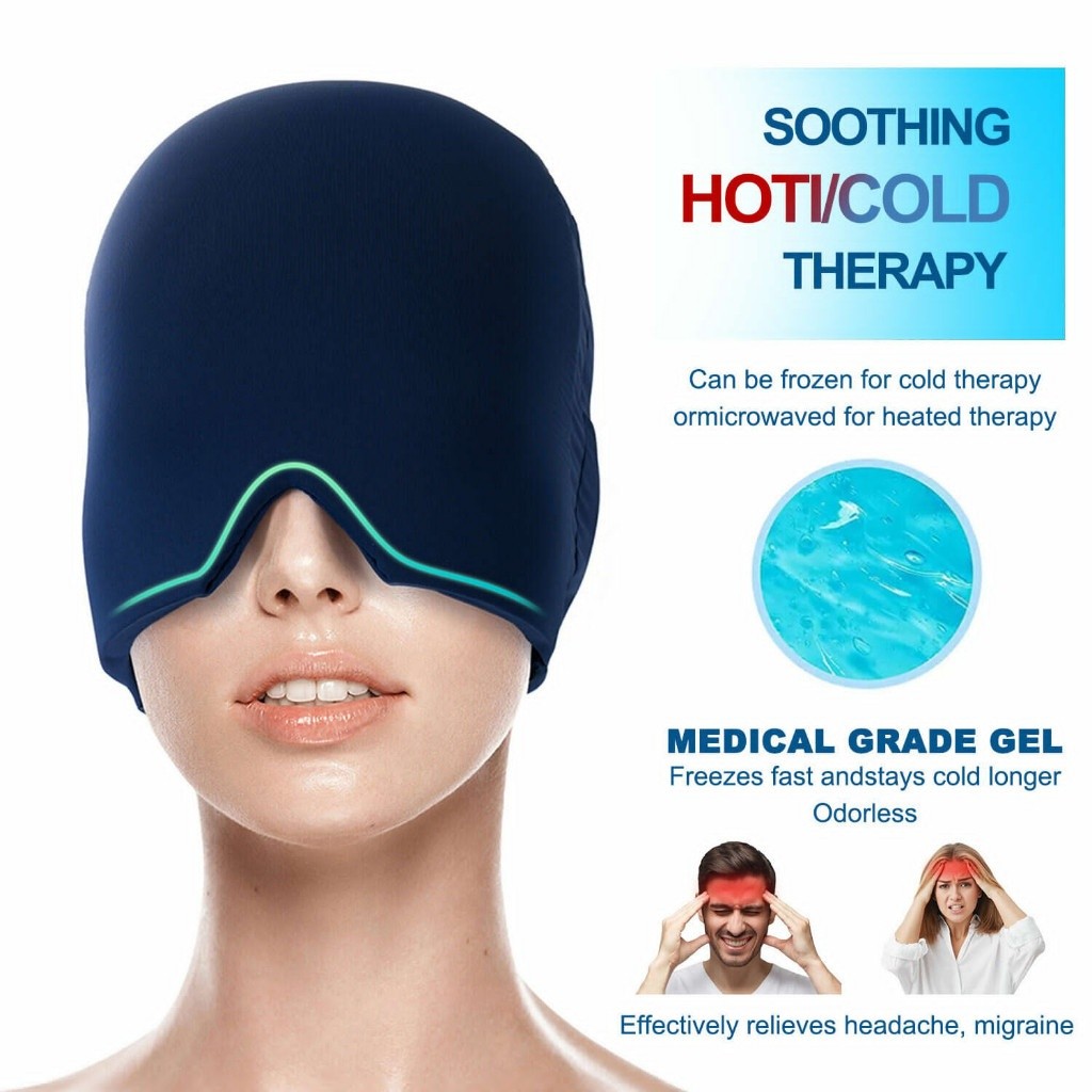 Migraine Headache Relief Cap Full Hat Reusable Gel Ice Pack Hot Cold Therapy Pressure Pain Relief He