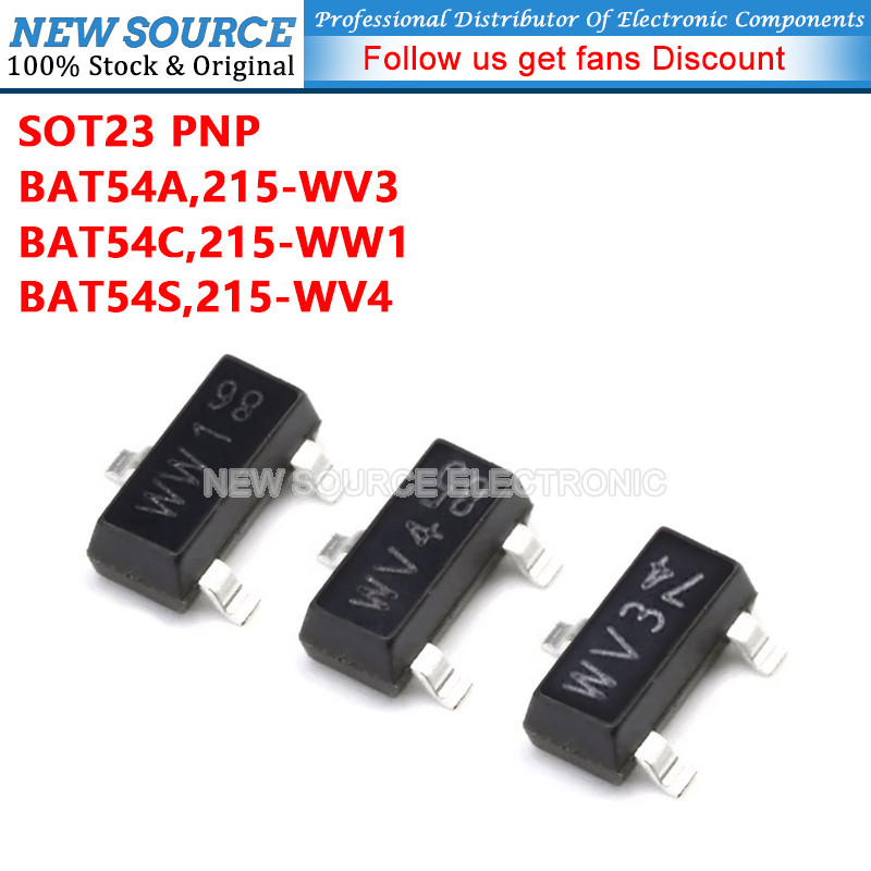 [20-100 ชิ้น] BAT54A,215 BAT54C,215 BAT54S,215 WV3 WW1 WV4 SOT23 PNP Power ทรานซิสเตอร์ชิป SMD Triod