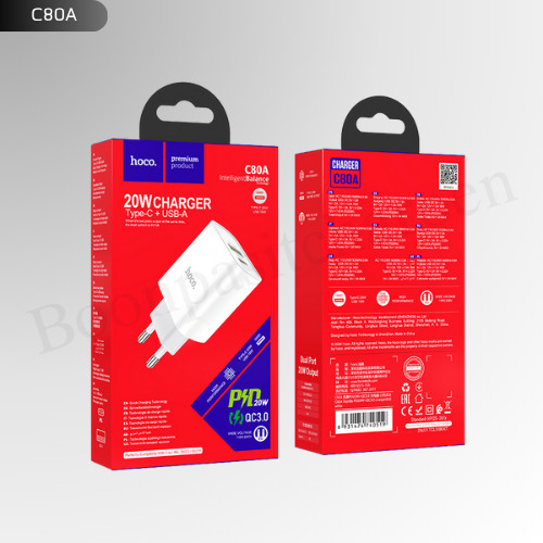Hoco C80A หัวชาร์จ2ช่อง USB+Typec
