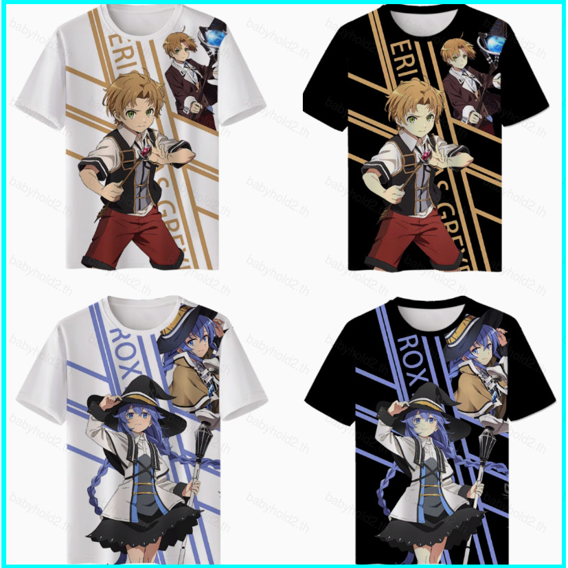 เสื้อยืด_jobless reincarnation_แขนสั้น_unisex แบบ_roxy migurdia rudeus 3d แฟชั่น