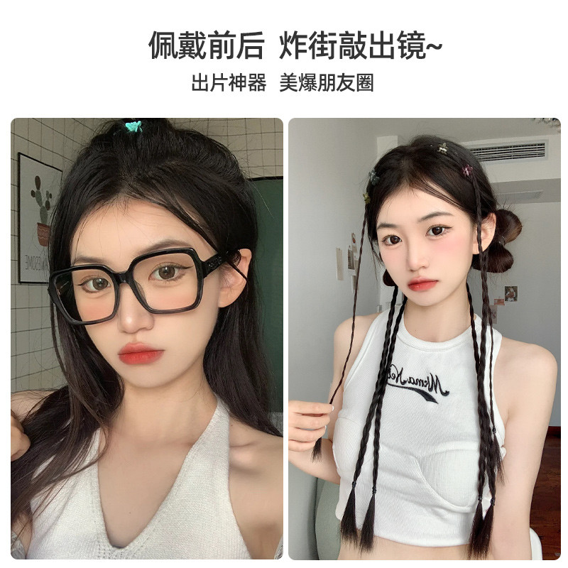 2 มวย Braids วิกผม Braids หญิง y2k สาวร้อนสกปรก Braids ผมถัก Twist Braids หางม้าคลิป Headdress กิ๊บต