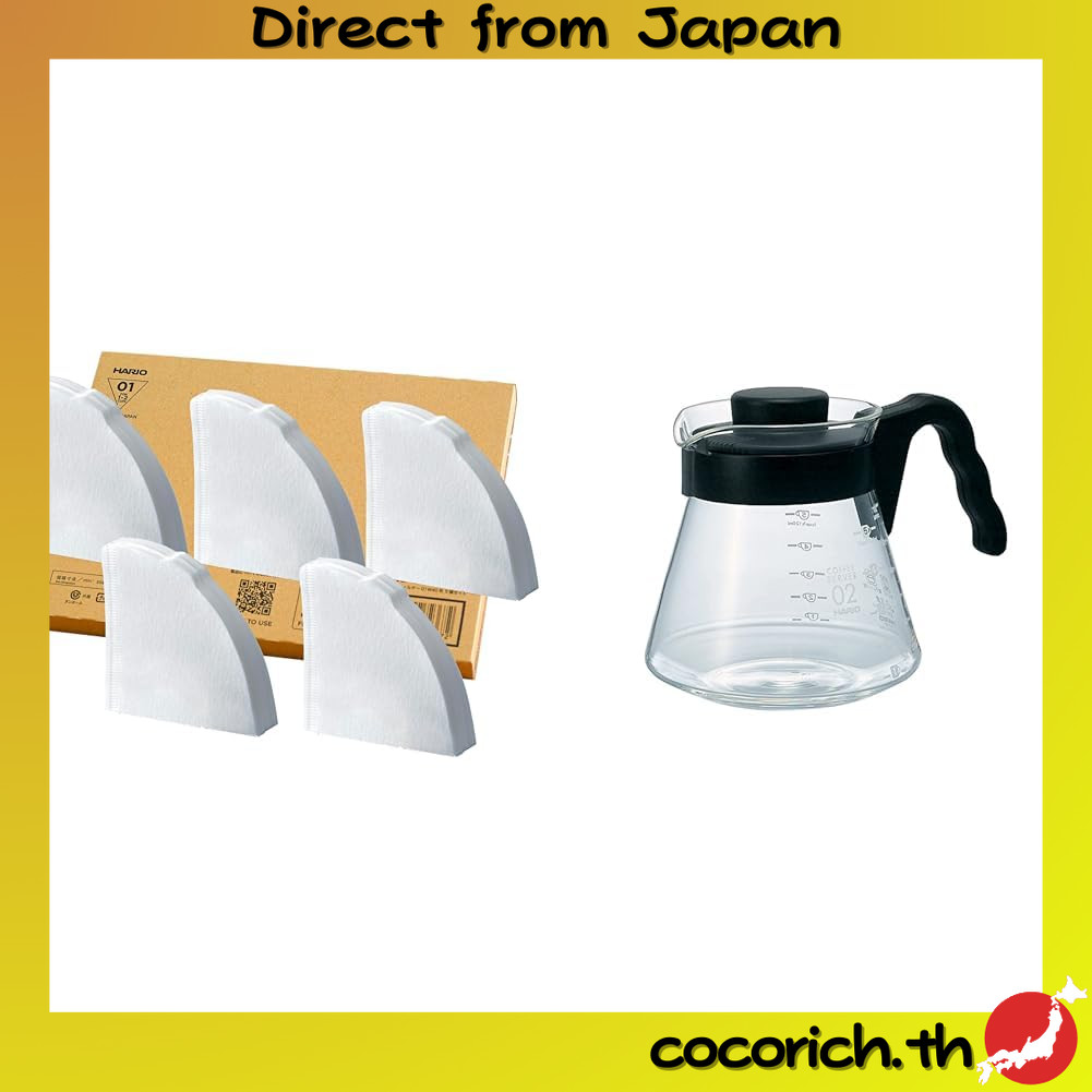 ชุดกรองกาแฟ HARIO V60 สำหรับ 1-2 ถ้วย 200 ชิ้น (40 ชิ้น × 5 แพ็ค) มาตรฐาน FSC ผลิตในญี่ปุ่น สีขาว VC