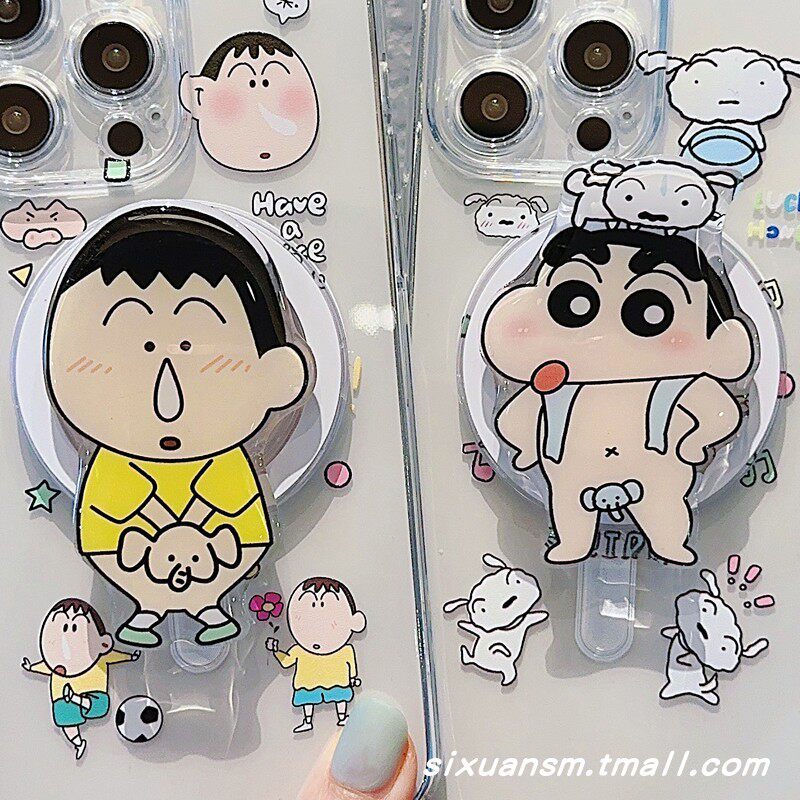 magnetic phone stand griptok magsafe Spoof การ์ตูนน่ารัก Crayon Shin-Chan Dumb Elephant คู่ magsafe 