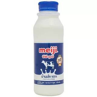 เมจินมสดรสจืดขวด 450ซีซี Meiji Pasteurized Milk Plain 450cc. [หมายเลขบาร์โค้ด 8850329145119 ]