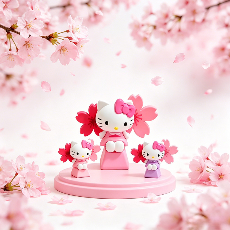 ปุ่มกด Hello Kitty ที่กําหนดเองน่ารัก, ปุ่มกดคีย์บอร์ดแบบกลไก DIY MX-switch สไตล์การ์ตูนสีชมพู, ของขวัญวันเกิดส่วนบุคคล