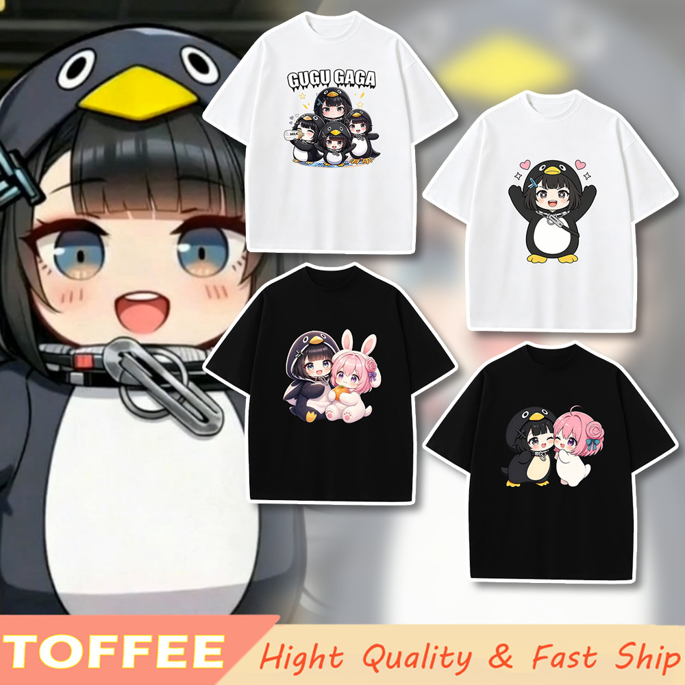 GUGU GAGA Arknights Endfield T เสื้อสําหรับผู้หญิงผู้ใหญ่แขนสั้นเพนกวินผ้าฝ้ายรอบคอเสื้อยืดทุกวันชุด
