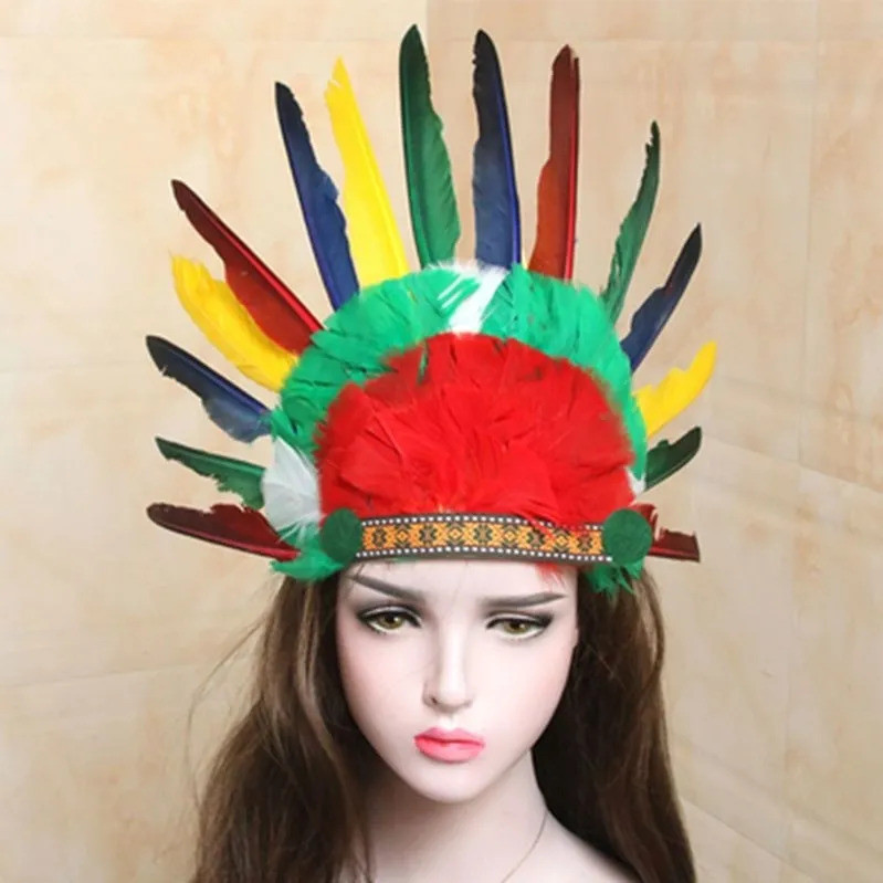 เต้นรําสไตล์คนดังกลอง Savage cos Headwear อินเดีย Headwear Feather แถบคาดศีรษะ Stage Performance pro