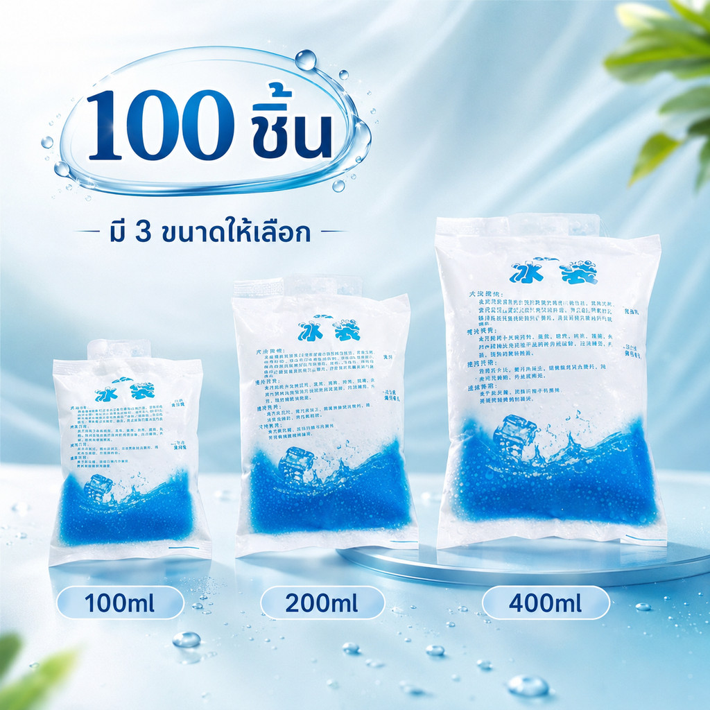 ถุงเจลเก็บความเย็น ไอซ์เจล ใช้ซ้ำได้ สำหรับอาหาร เครื่องดื่ม กล่องโฟม แพ็ค 50/100 ซอง - S00181