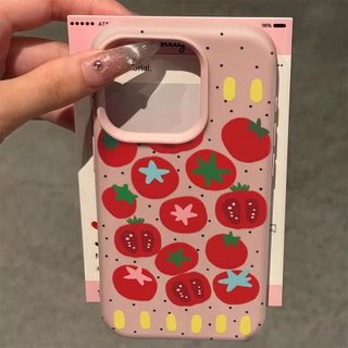 มะเขือเทศน่ารัก🍅 Silicone TPU เคสไอโฟน For iPhone 11 17 16 15 12 13 14 15 Pro Max 12 XR X XS Max 7 8 16 Plus เคสมือถือ