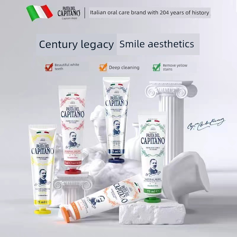 ยาสีฟัน ยาสีฟัน Captain Depu Deconmei Whitening Mint Fresh Breath Care Tooth Anti-Plaque Anti-Moth P