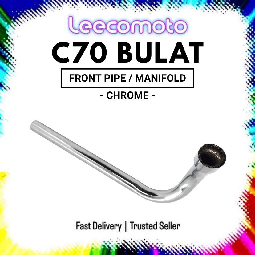 C70 C 70 C-70 Lampu Bulat ท่อหน้ามาตรฐาน ( Chrome ) Manifold Mani Fold Maniful Exhaust Eks คอด้านหน้