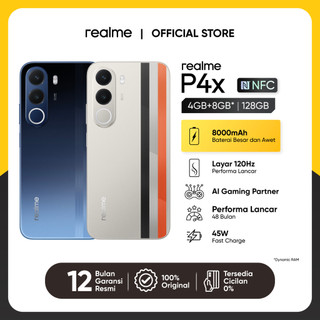 realme P4x 4GB+8GB*|128GB (8000mAh Baterai Besar dan Awet | Layar 120Hz Performa Lancar | AI Gaming Partner | Performa Lancar 48 Bulan)