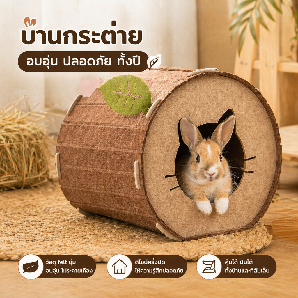 อุโมงค์กระต่าย ไม้ ของเล่นกระต่าย บ้านกระต่าย ติดตั้งง่าย ทนต่อการสึกหรอและทนต่อแทะ ฟังก์ชั่นหลากหลาย