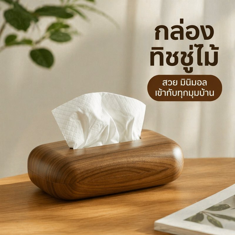 กล่องทิชชู่ไม้ วอลนัท ไม้ธรรมชาติ สไตล์จีนใหม่ กล่องใส่กระดาษทิชชู่ ตั้งโต๊ะ ฝาเปิด