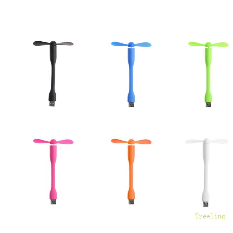 Treeling Creative USB Fan พัดลมขนาดเล็กแบบพกพาแบบยืดหยุ่นและ USB LED Light Lamp สําหรับ Powerbank