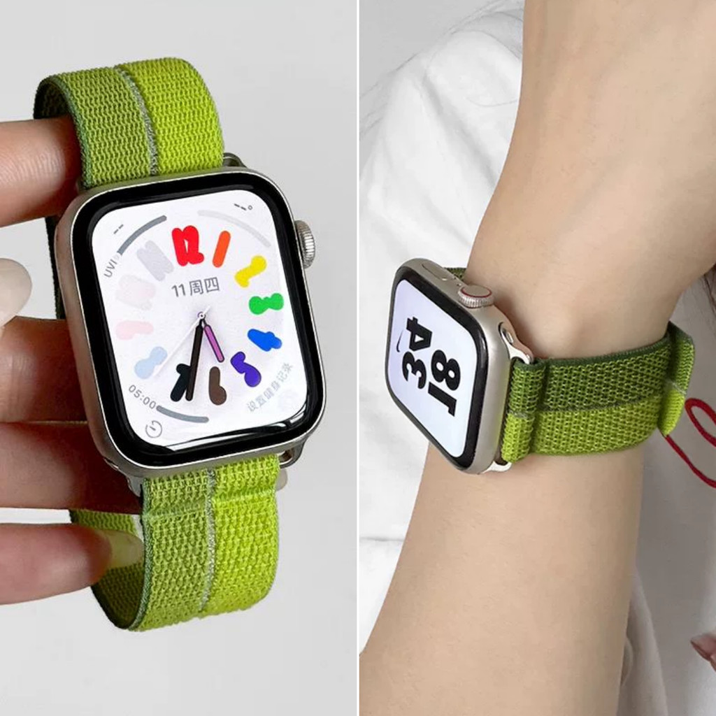 สีคู่ไนลอนสายนาฬิกาสําหรับ Apple Watch S11 10 9 8 7 6 5 4 SE3 Ultra ขนนก เส้นด้ายทอผ้าสายสําหรับ iWatch 46mm 42mm 45mm 44mm 41mm 40mm 38mm 49mm ระบายอากาศกีฬา