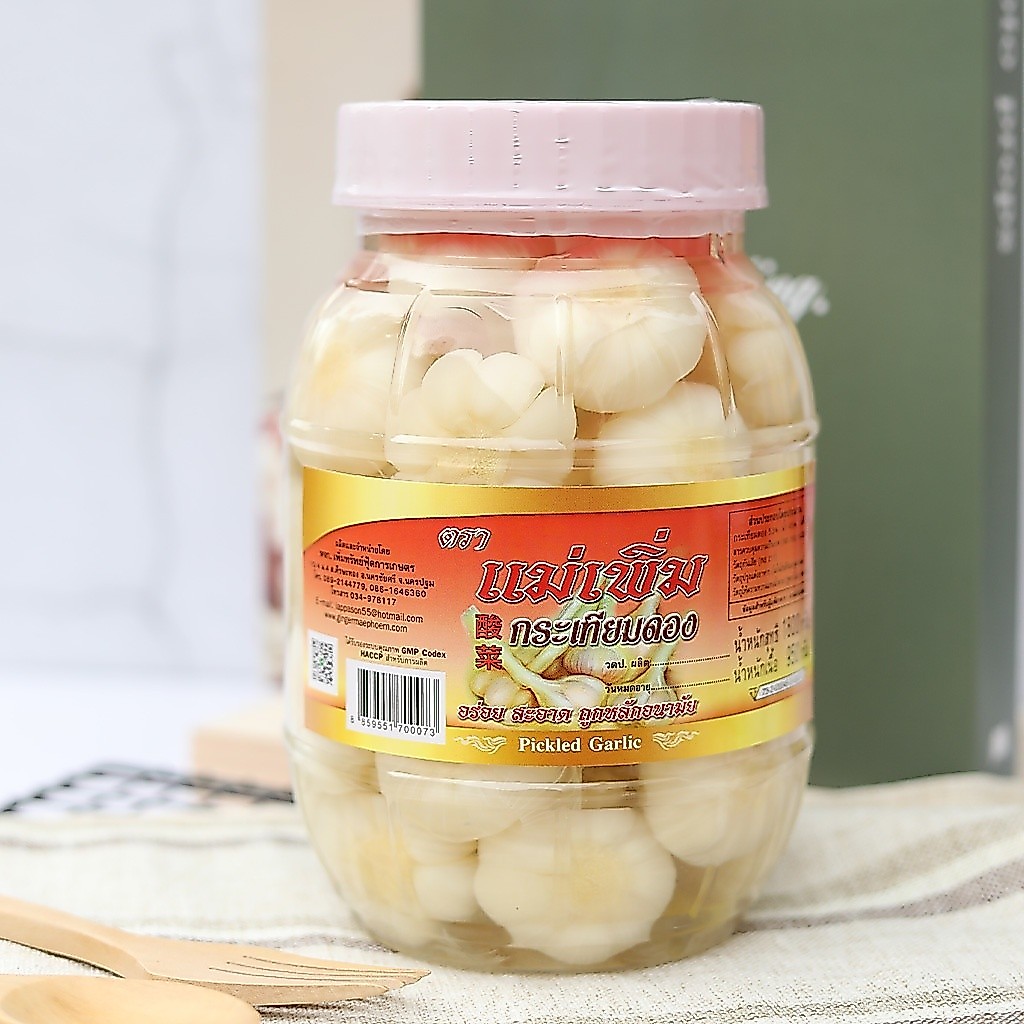 กระเทียมดอง(แม่เพิ่ม) 4 ปอนด์ น้ำหนัก 1800 กรัม (Pickled Garlic) อร่อยแซ่บ ส่งตรงจากโรงงาน