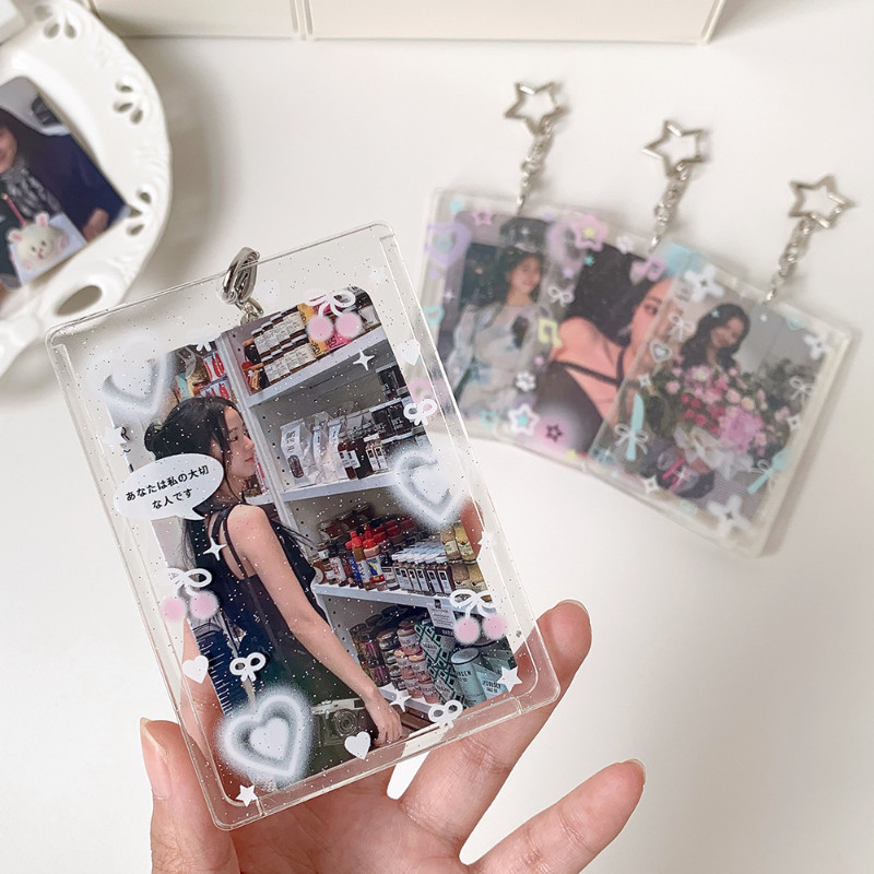 พวงกุญแจเคสการ์ด เฟรมการ์ด วัสดุอะคริลิกใส ลายหัวใจดาว ใส่บัตร 3 นิ้ว มีพวงกุญแจดาวน่ารัก Kpop สายวาย รูปที่ 6