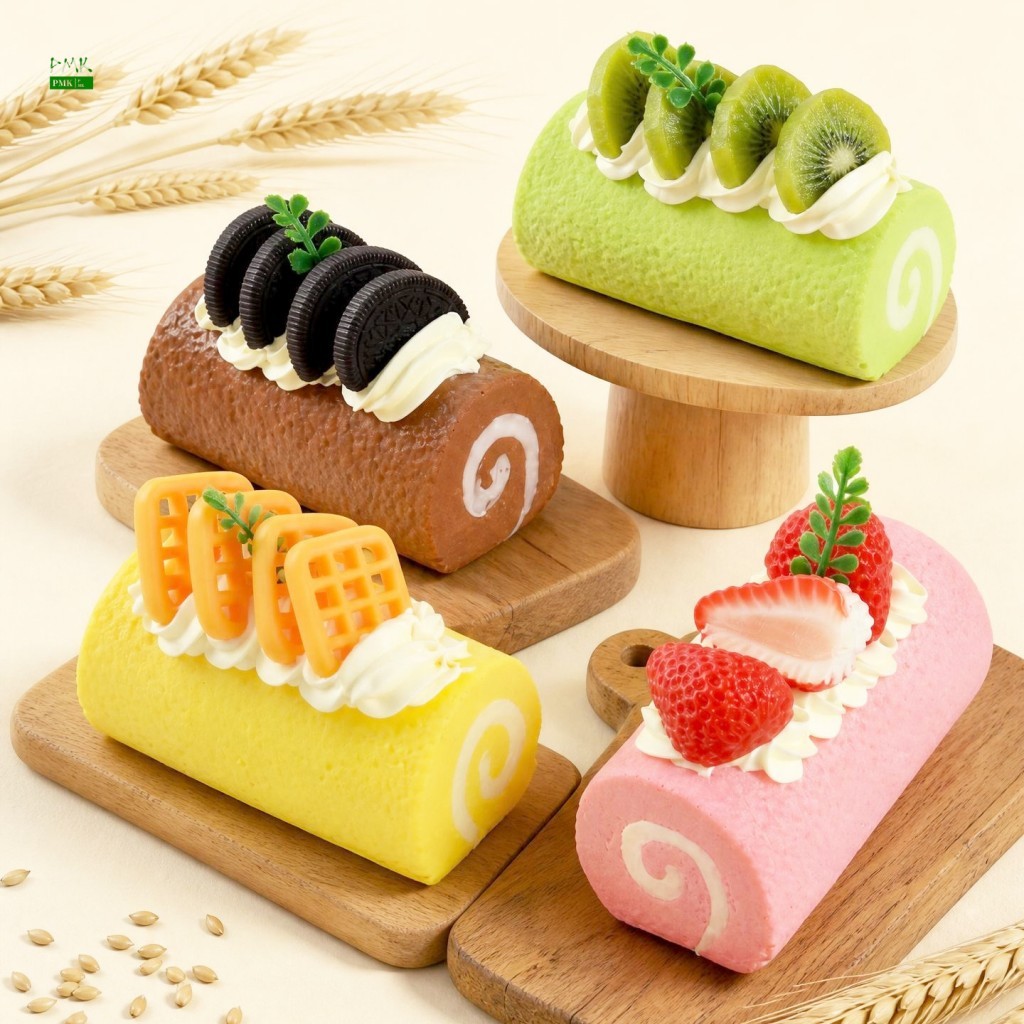 ของเล่นบีบอาหารม้วนสวิสเสมือนจริง 3 มิติ – ของเล่นคลายเครียดขนมหวานที่ทําด้วยมือและแม่เหล็กติดตู้เย็น