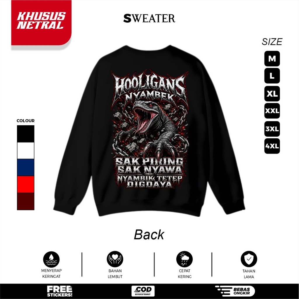 HOOLIGANS NYAMBEK NEUTRAL SWETER SAK NYAWA NEUTRAL LONG SLEEVE - LAST BROTHERHOOD NEUTRAL SWETER - S