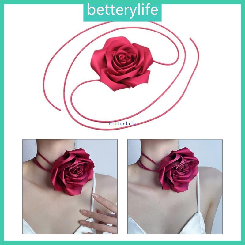 BTF บิ๊กโรสดอกไม้คอเค้นคอสร้อยคอเครื่องประดับคอโซ่สําหรับผู้หญิงสาว