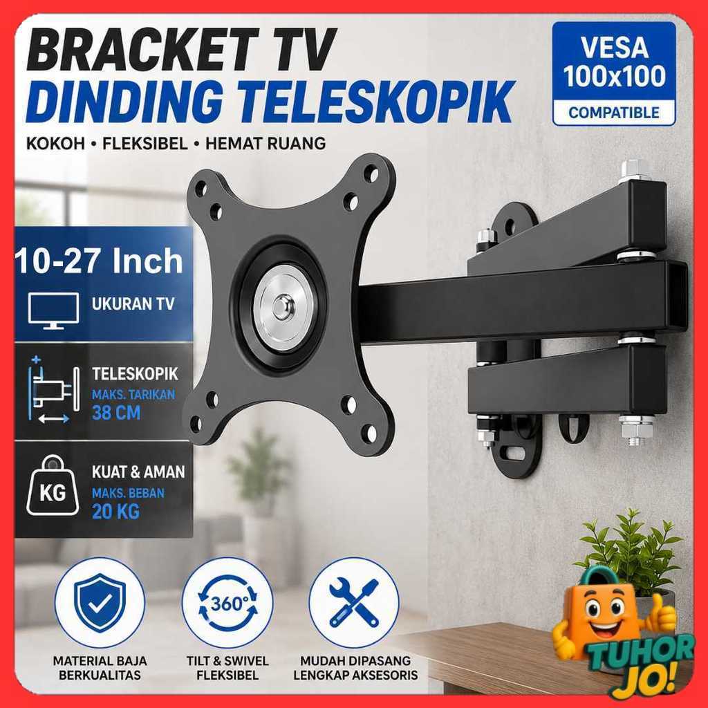 VESA 100x100 10-27 นิ้ว 360 องศาหมุนผนัง TV Bracket - DKE-S27