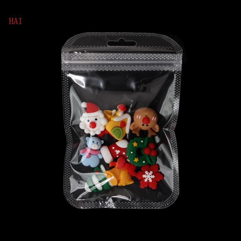 HAI Flatback เรซิ่นคริสต์มาส 3D Nail Art Charms Kwaii Snowflake ถุงเท้าตกแต่งเล็บ