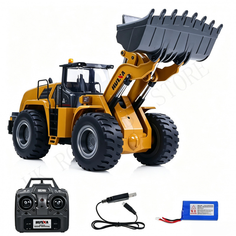 1/14 Scale อัพเกรด RTR HUINA 1583 RC Loader รีโมทคอนโทรลรถบรรทุก Loader รถยนต์พร้อมไฟเสียง 2.4GHz ขอ