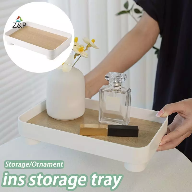 INVN Square Wooden Tray Desktop Organizer