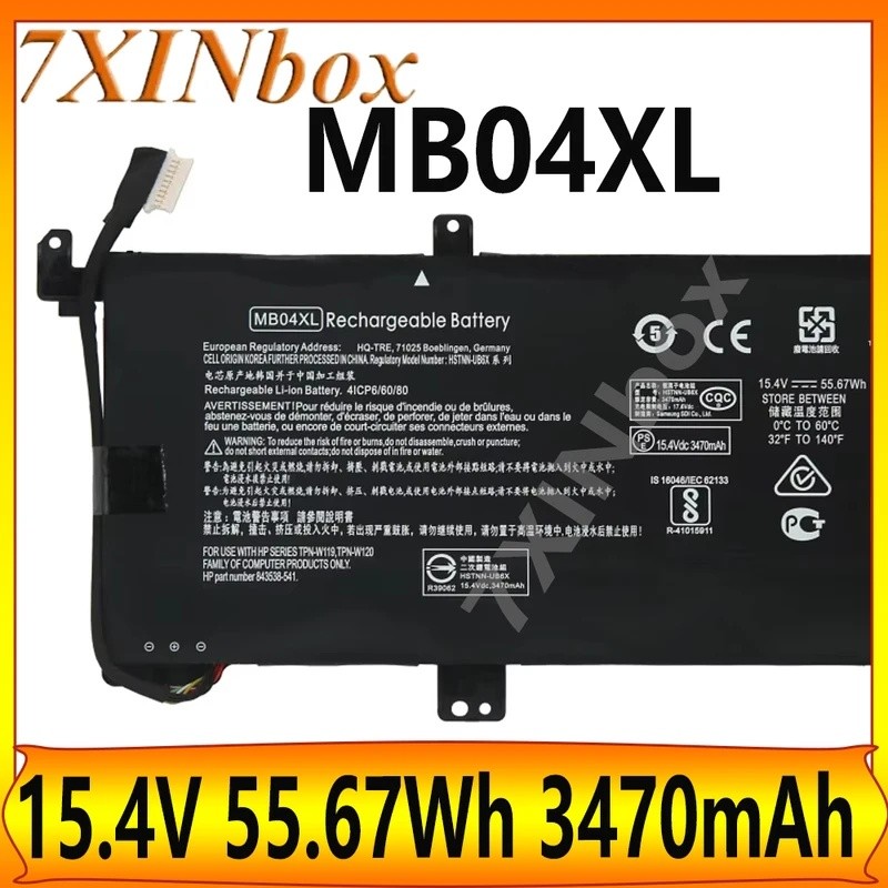 7XINbox MB04XL MBO4XL 15.4V 55.67Wh แบตเตอรี่แล็ปท็อปสําหรับ HP ENVY X360 M6-AQ103DX 15-AQ 15-AR 844