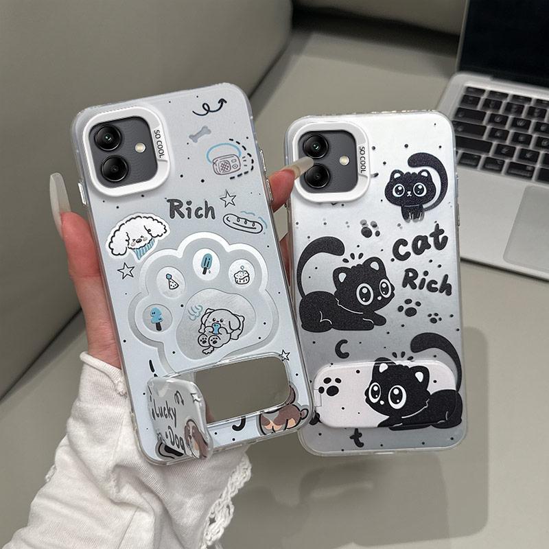 Lucky Dog Cat Rich case เหมาะสําหรับ Samsung Galaxy A05, A06 4G, A06 5G, M06, F06 5G, A07 4G, M07 4G