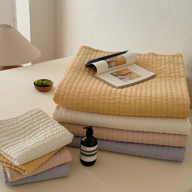 Tencel Lyocell Fiber Bed Cover Washable Quilted Soft Breathable Single Double Bed Cover