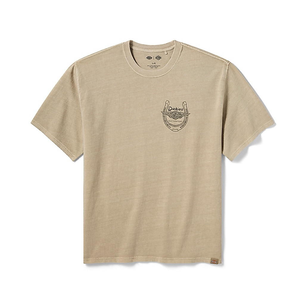 เสื้อยืด MEN'S DICKIES X H-D HORSEPOWER HEAVYWEIGHT PIGMENT DYED TEE - KHAKI