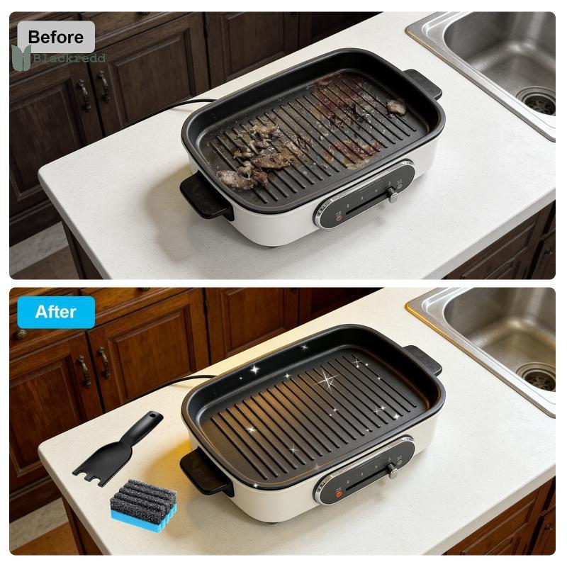 BRED 3 ชิ้น Grill Scraper Sponge Set เป็นมิตรกับสิ่งแวดล้อม Griddle เครื่องมือทําความสะอาดสําหรับ Gr