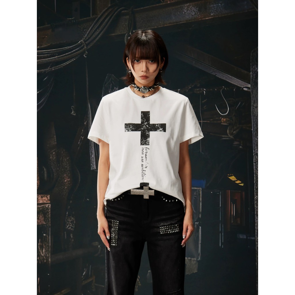 Suikone เสื้อยืดผู้ชายแขนสั้นอเมริกันย้อนยุค high street คอกลมพิมพ์สไตล์ unisex — صورة 7