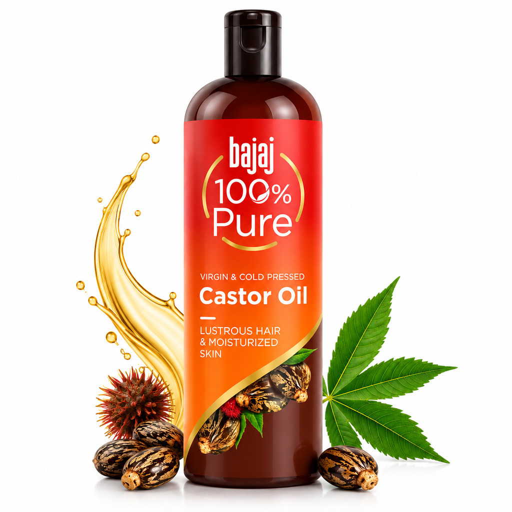 น้ำมันละหุ่งสกัดเย็น เกรดพรีเมี่ยม Bajaj Natural Cold-Pressed 100% Pure Castor Oil 200ml | น้ำมันละหุ่ง