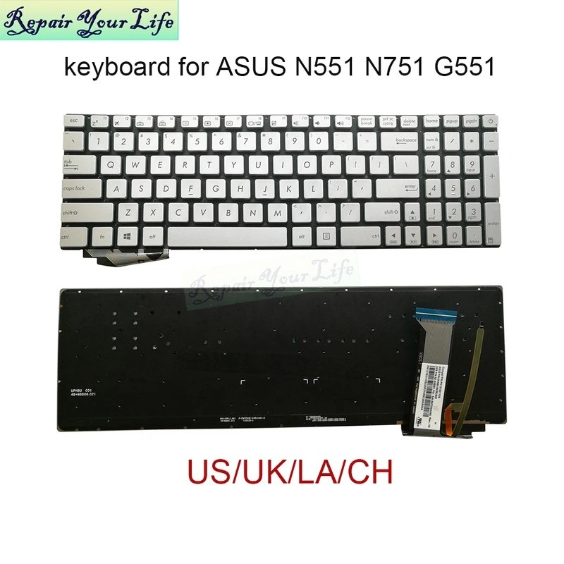 US/UK Latin CH backlight แล็ปท็อป PC คีย์บอร์ดสําหรับ ASUS N551 N552 N752 N751 N551J JK N751JX backl