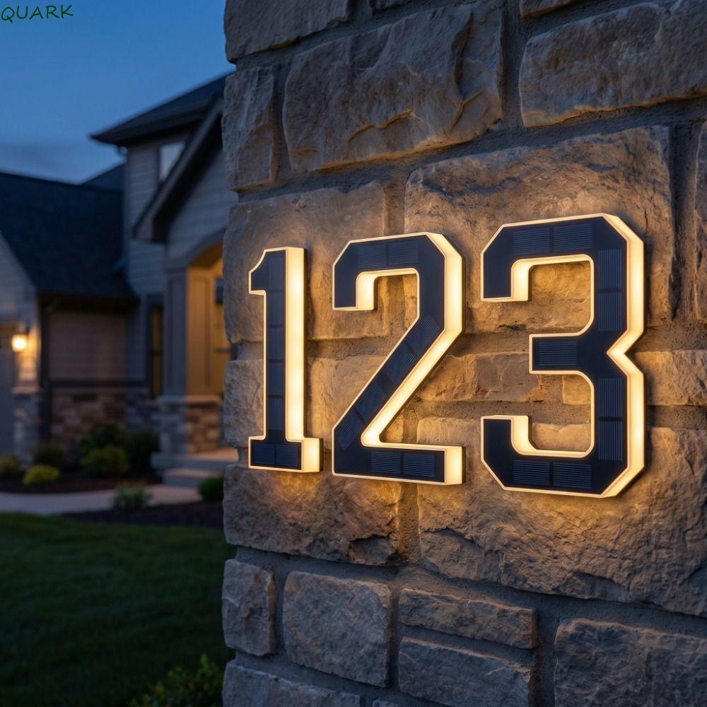 QUARK พลังงานแสงอาทิตย์ Lighted House Numbers Light, กันน้ํา 6.7IN LED House Number Plaque, ป้ายที่อ