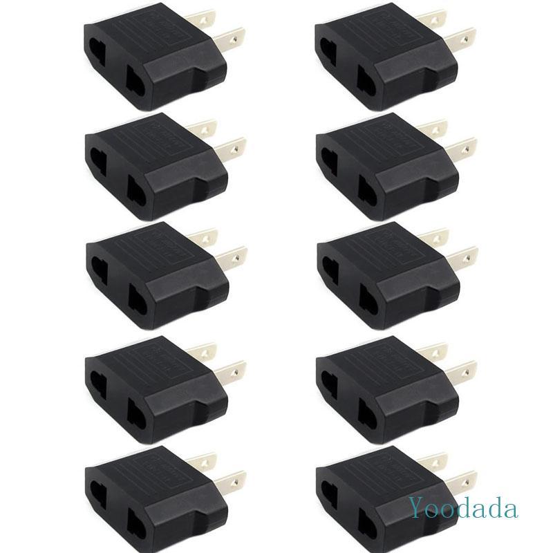 Yoo 10 ชิ้น US EU ถึง US Euro Euro Europe Plug Converter Travel Adapter ซ็อกเก็ตไฟฟ้า